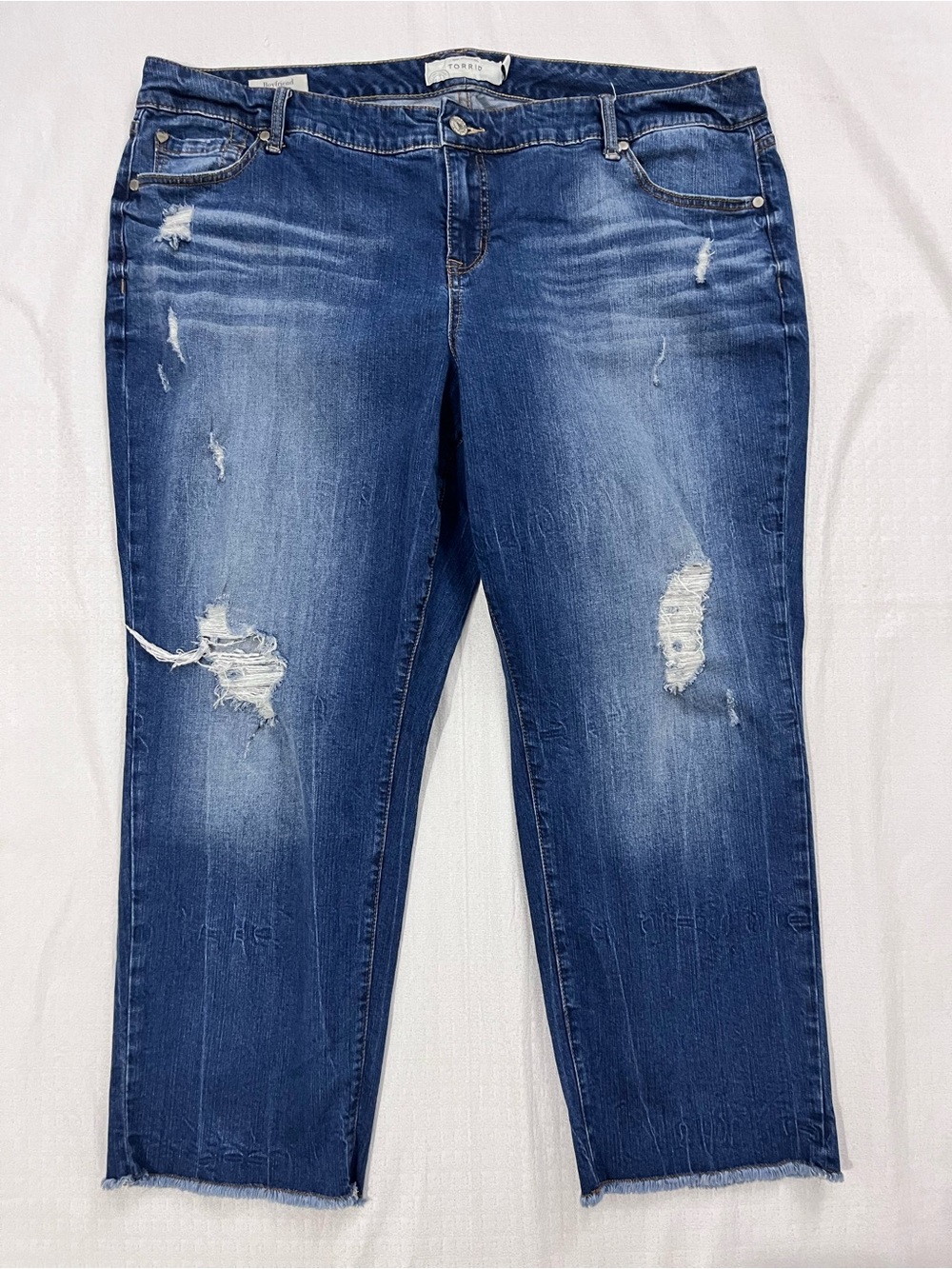 torrid Dark Blue Distressed Straight-Leg crop Jeans size 22